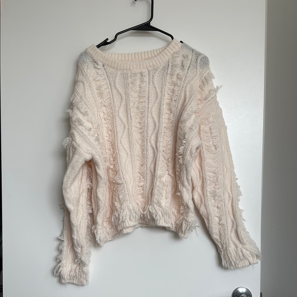 12th Tribe Cream Cable Knit Sweater